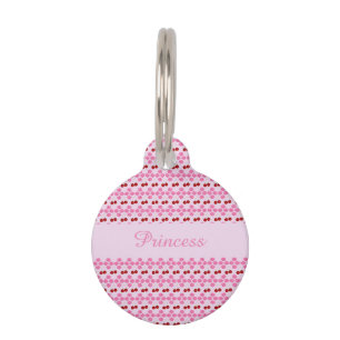 Médaillon Pour Animaux Printemps rose Fleur de cerisiers et cerises à mot