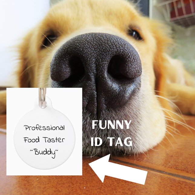 Médaillon Pour Animaux Professeur d'alimentation Taster Drôle Chien Chat ('Professional Food Taster' Personalized Pet ID Tag)