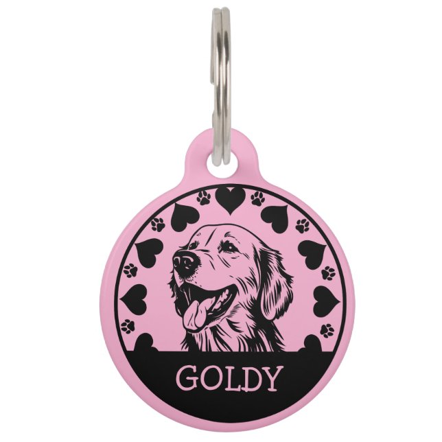 Médaillon Pour Animaux Propriétaire de chien Retriever doré (Devant)
