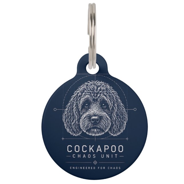 Médaillon Pour Animaux Puce de chien Cockapoo Chaos Unit – Id drôle de ch (Devant)
