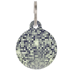 Médaillon Pour Animaux Puce de collier en mosaïque de boule disco rétro