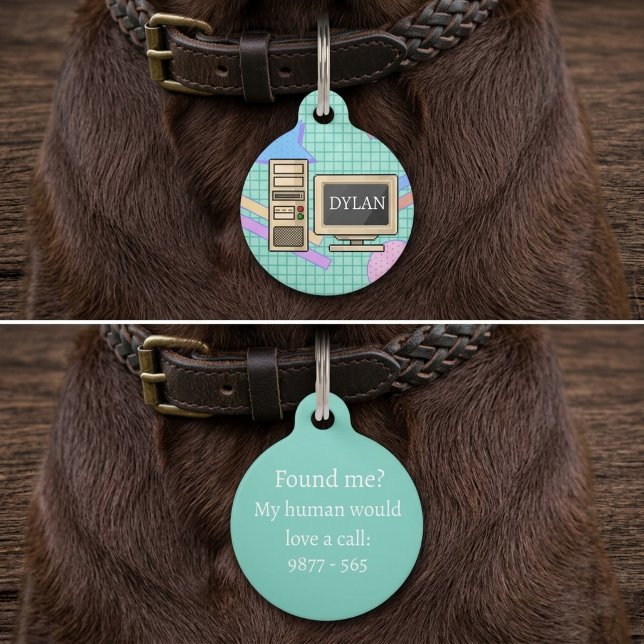Médaillon Pour Animaux Puce d'identification de technologie Rétro Ordinat (Créateur téléchargé)