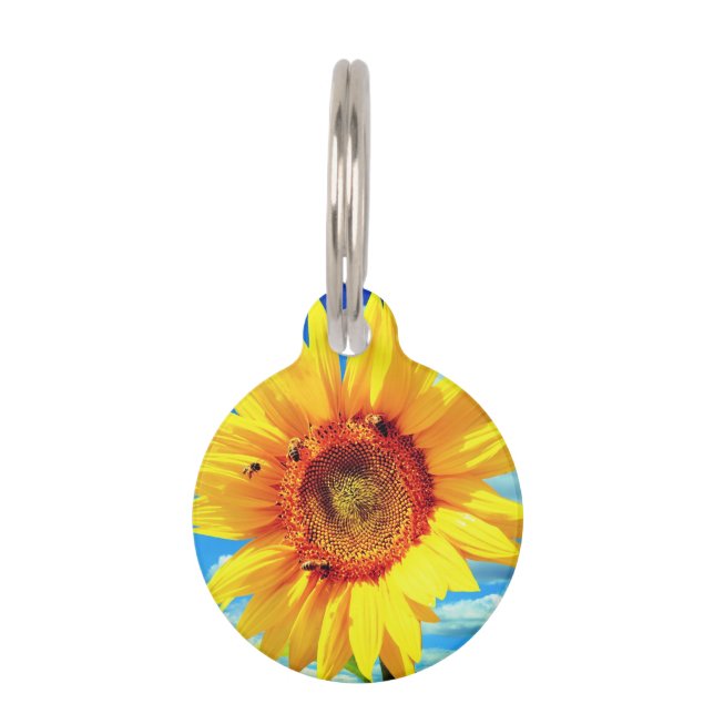 Médaillon Pour Animaux Puce d'identification pour animaux avec Tournesol  (Dos)