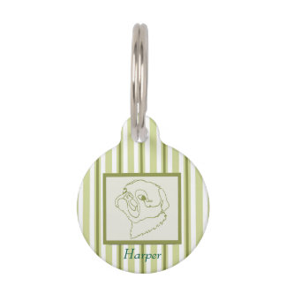 Médaillon Pour Animaux Pug en dessin linéaire personnalisable