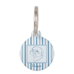Médaillon Pour Animaux Pug en dessin linéaire personnalisable