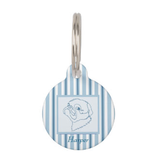 Médaillon Pour Animaux Pug en dessin linéaire personnalisable