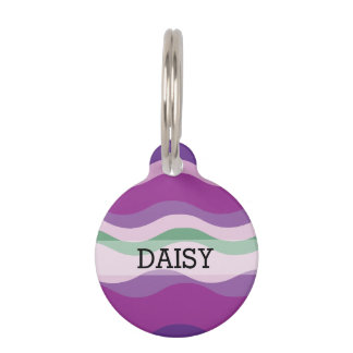 Médaillon Pour Animaux Purple & Pink Personnalisé Ondulé Coloré