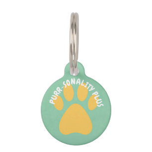 Médaillon Pour Animaux "Purr-sonalité Plus" Nom de Chat & Chien Personnal