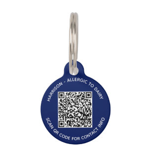 Médaillon Pour Animaux QR Code scannable contact sans contact Info marine
