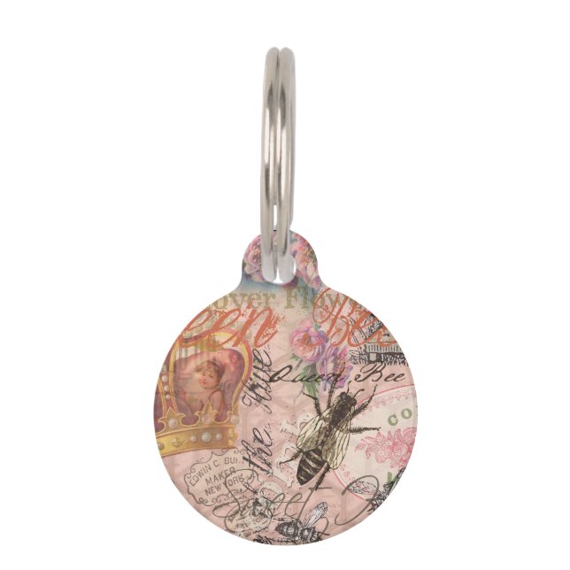 Médaillon Pour Animaux Queen Bee Vintage magnifique collage (Devant)