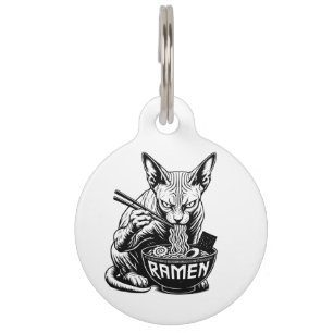 Médaillon Pour Animaux Ramen Sphynx Chat Art Nouilles Japonaises Personna