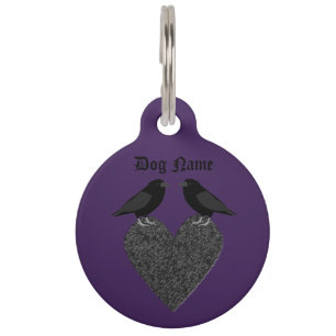 Médaillon Pour Animaux Ravens gothiques et Black Heart Custom