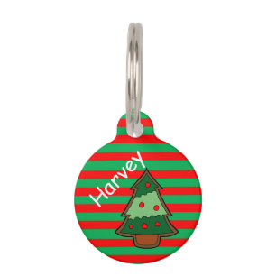 Médaillon Pour Animaux Rayures et arbre de fête géniaux