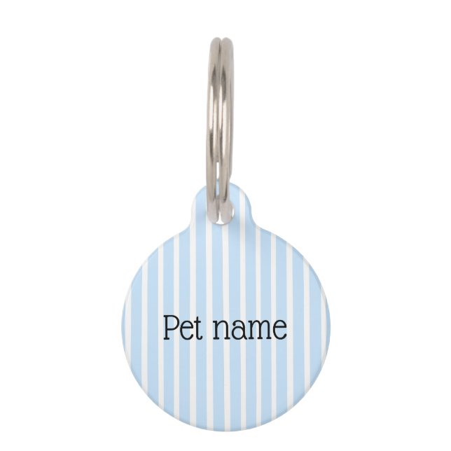 Médaillon Pour Animaux Rayures fines bleu clair (Devant)