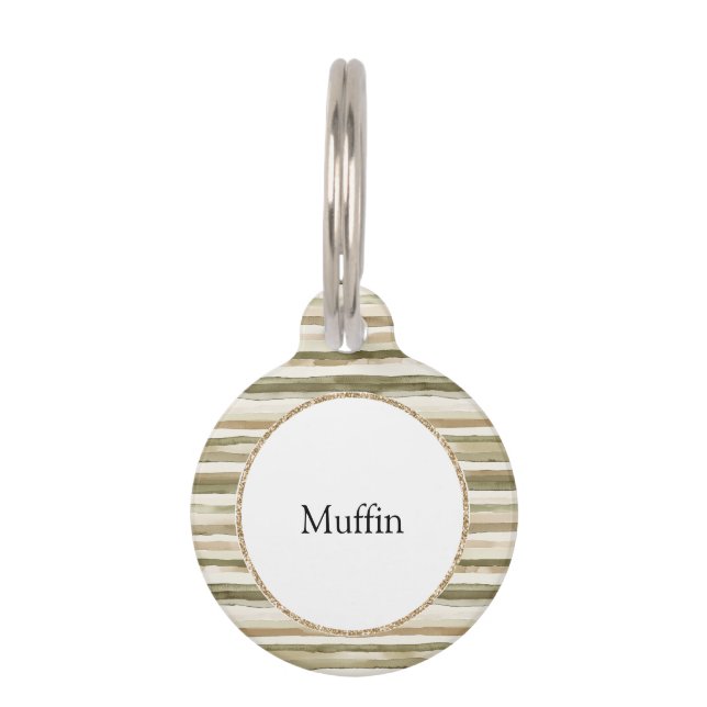Médaillon Pour Animaux Rayures Marron Crème Jungle   (Devant)