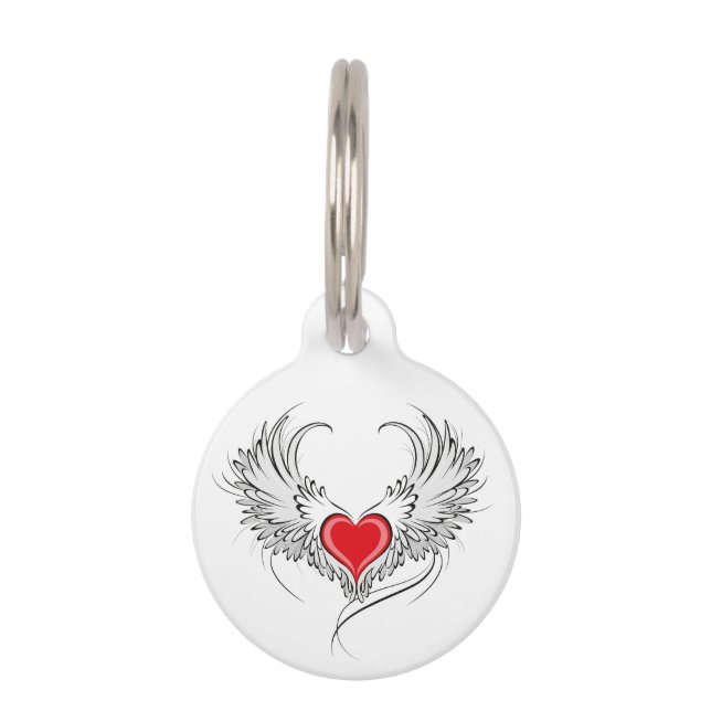 Médaillon Pour Animaux Red Angel Coeur avec ailes (Devant)