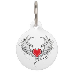 Médaillon Pour Animaux Red Angel Coeur avec ailes