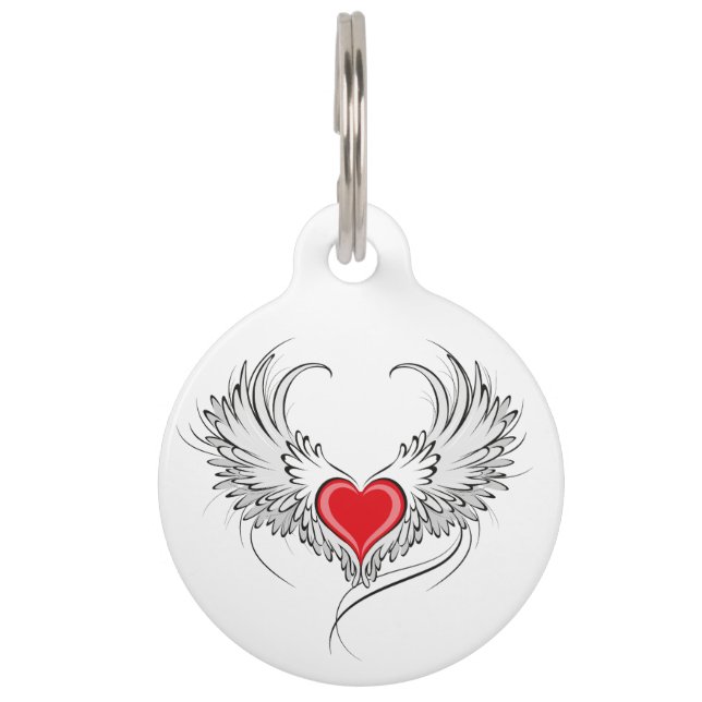 Médaillon Pour Animaux Red Angel Coeur avec ailes (Devant)