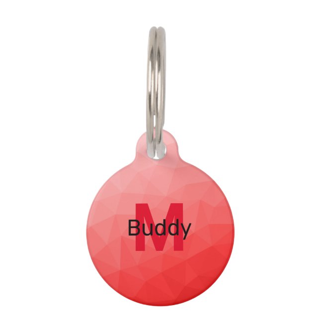 Médaillon Pour Animaux Red gradient geometric mesh pattern Monogram (Devant)