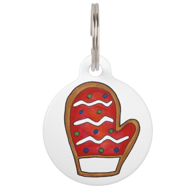 Médaillon Pour Animaux Red Knit Mitten Chien Chat Salut Je suis Mittens H (Devant)