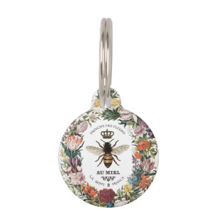 MÉDAILLON POUR ANIMAUX REINE BOTANIQUE VINTAGE MODERNE BEE