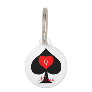 Médaillon Pour Animaux Reine noire des pique Coeur rouge Thunder_Cove