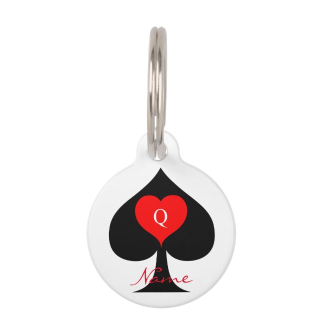 Médaillon Pour Animaux Reine noire des pique Coeur rouge Thunder_Cove (Dos)