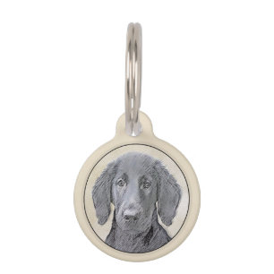 Médaillon Pour Animaux Retriever à couche plate - Art original de chien