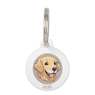Médaillon Pour Animaux Retriever doré mignon personnalisé