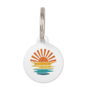 Médaillon Pour Animaux Retro Sunset Rays Wavy Vintage Retro Sunshine Sun