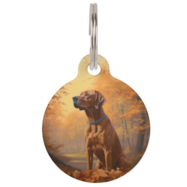 Médaillon Pour Animaux Rhodesian Ridgeback dans les feuilles d'automne to (Devant)