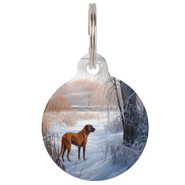 Médaillon Pour Animaux Rhodesian Ridgeback Qu'il neige Noël  (Devant)