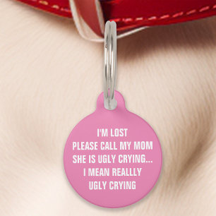 Médaillon Pour Animaux Rose "Appellez ma mère" Drôle