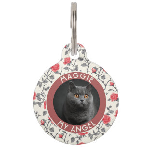 Médaillon Pour Animaux Rose Fleur de Cadeau Personnalisé d'Appréciation p