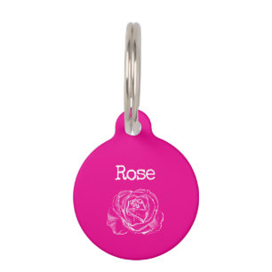 Médaillon Pour Animaux Rose Fleur Rose
