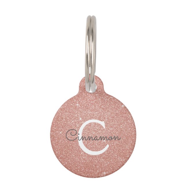 Médaillon Pour Animaux Rose Rose Gold Parties scintillant & Étincelle Mon (Devant)