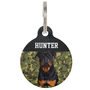 Médaillon Pour Animaux Rottweiler Camo robuste Nom Cool Chien Animal Anim