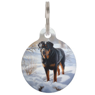 Médaillon Pour Animaux Rottweiler Laissez Tomber la Neige Noël