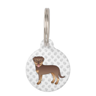Médaillon Pour Animaux Rottweiler Rouge Et Brun Chien De Dessin Animé Mig