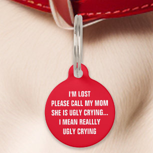 Médaillon Pour Animaux Rouge "Appelle Ma Mère" Drôle