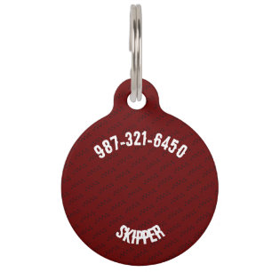 MÉDAILLON POUR ANIMAUX ROUGE BLANC NOIR CUTE MODERNE NOM D'ANIMAL