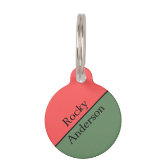 Médaillon Pour Animaux Rouge et Vert 45 Degrés Minimaliste
