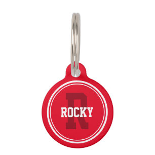 Médaillon Pour Animaux Rouge massif sportif avec Monogramme