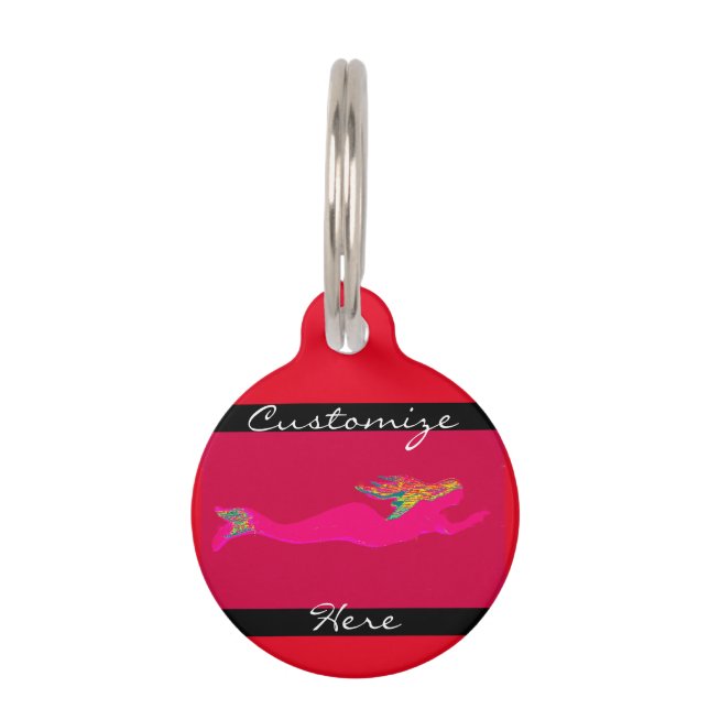 Médaillon Pour Animaux rouge mermaid rose sous-marin (Devant)