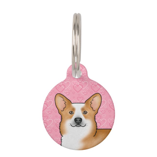 Médaillon Pour Animaux Rouge Pembroke Welsh Corgi Chien Tête Amour Coeur  (Devant)