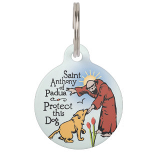 Médaillon Pour Animaux Saint Antoine de Padoue, Protégez ce chien, étique