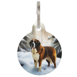 Médaillon Pour Animaux Saint Bernard Laissez Tomber la Neige Noël