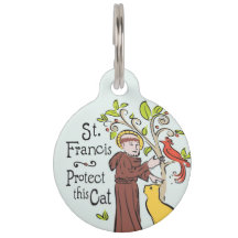 Saint François d'Assise Protégez ce chat, étiquett