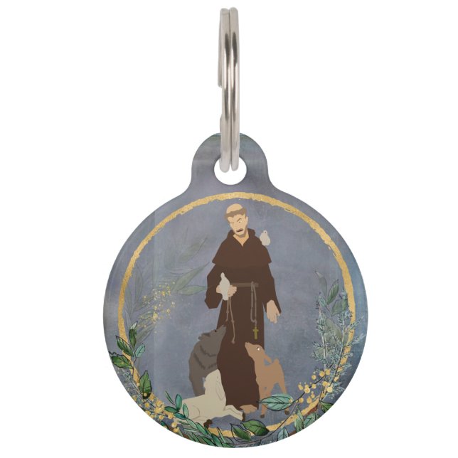 Médaillon Pour Animaux Saint François d'Assisi Gold Botanical Pet Protect (Devant)