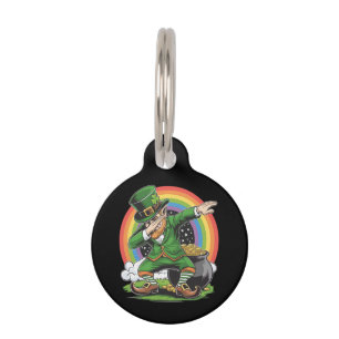 Médaillon Pour Animaux Saint-Patrick Farfouillant Leprechaun Danse Dab